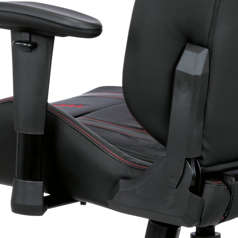 Herní křeslo ERACER, černá sametová látka a ekokůže, houpací mechanismus, opěrák