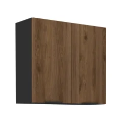 Horní skříňka MENZO 80 G-72 2F, ořech okapi/černá (80 x 71,5) cm