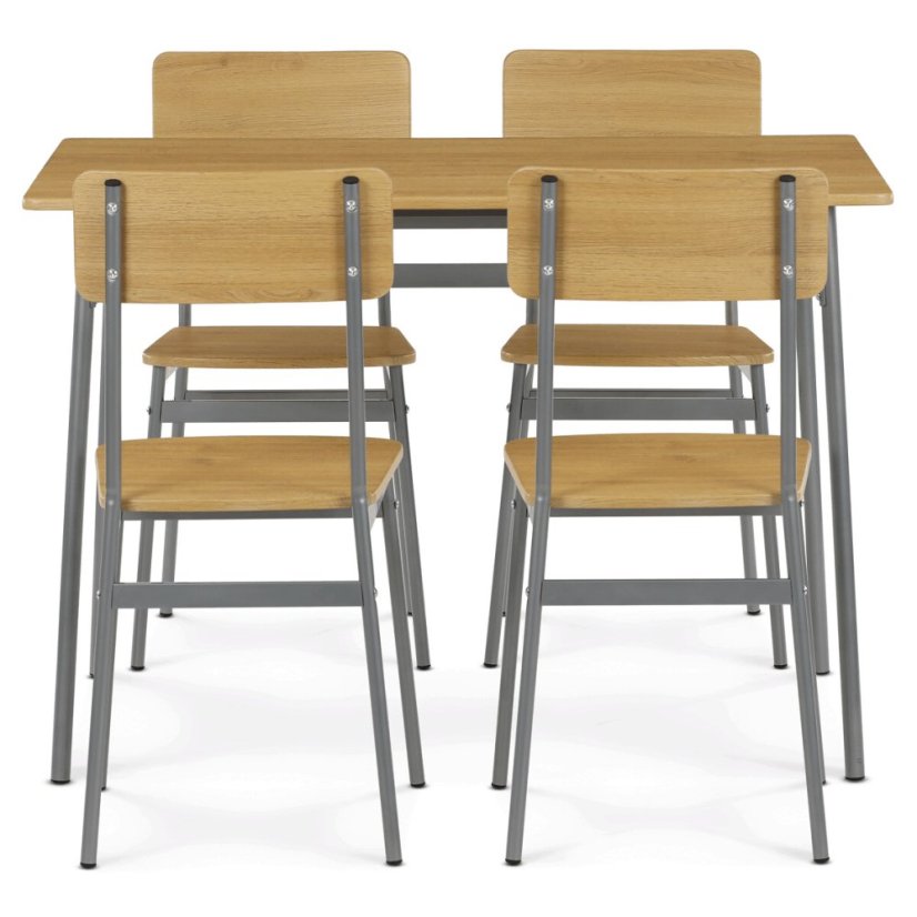 Jídelní set s 4 židlemi, 110x70x76cm, mdf, divoký dub, AUT-O2156 OAK - Barva: bílá#eup349669euv3