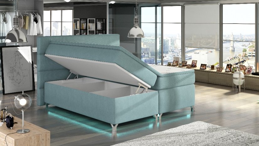 Kontinentální postel Boxspring MADEIRA hnědá ekokůže - Vyberte rozměry: 180 x 200 cm