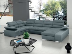 Rozkládací rohová sedačka KORFU II DELUXE U šedá 365 x 225cm – rozklad a úložný prostor