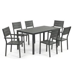 Zahradní sestava 156x78x74cm, polywood, šedá, AZS-B1656 GREY