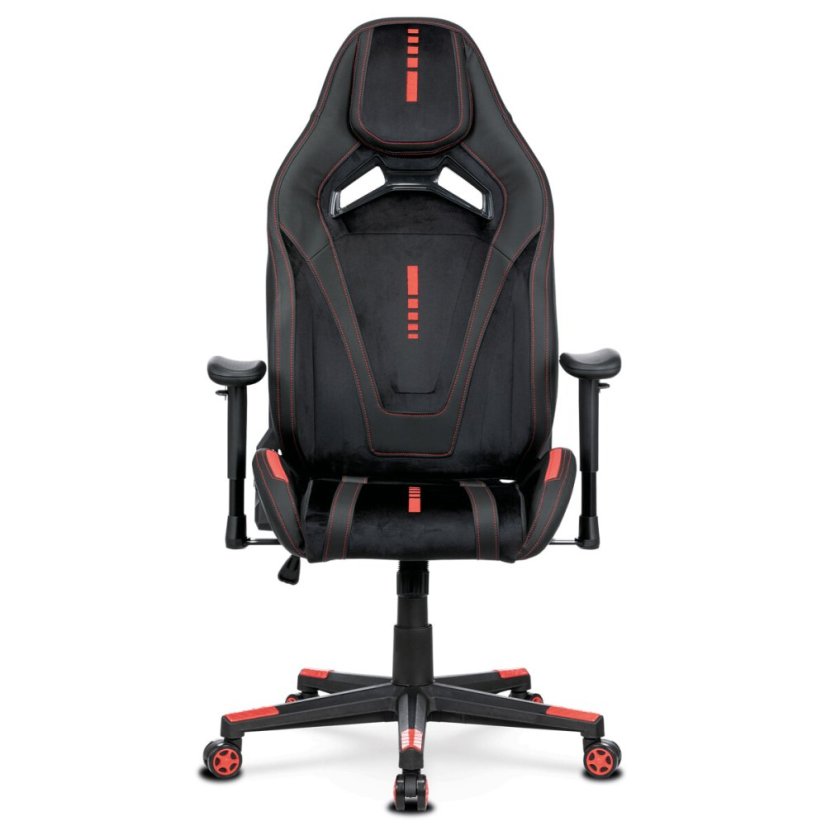 Herní křeslo ERACER, černá sametová látka a ekokůže, houpací mechanismus, opěrák