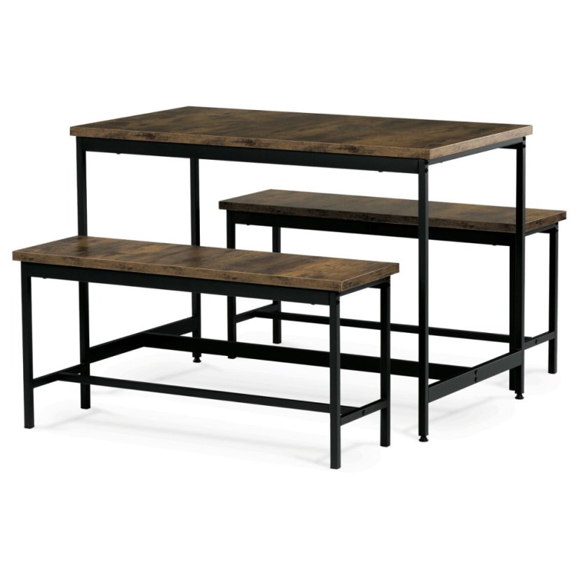 Jídelní set 1+2, rozměr stolu 110x60x75, rozměr lavice 98x30x47, MDF, barva staré dřevo