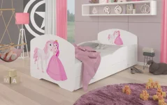 Postel s matrací a zásuvkou PEPE PRINCESS AND HORSE 140x70 bílá (78 x 58) cm