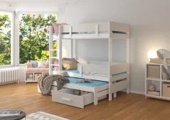 Třípatrová postel pro tři osoby ETAPO 180x80 bílá – šedá (93 x 171) cm