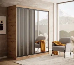 Posuvná skříň Delia 180 artisan (180 x 205) cm – 5 polic pro přehledné uložení