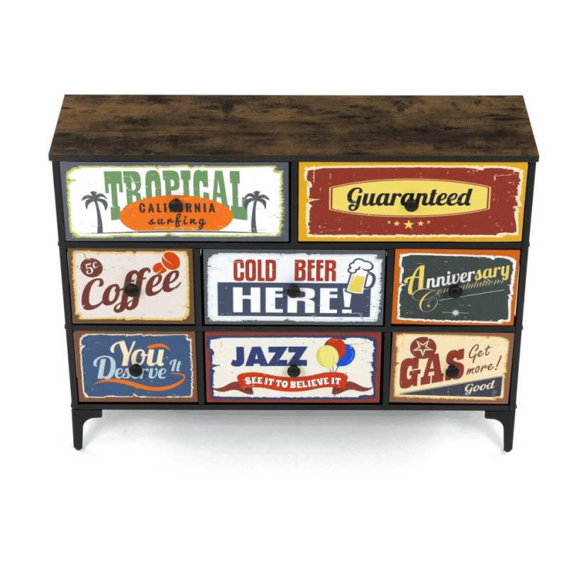 Komoda 103x30x78cm, mdf, vícebarevná, AUK-W2104 BK