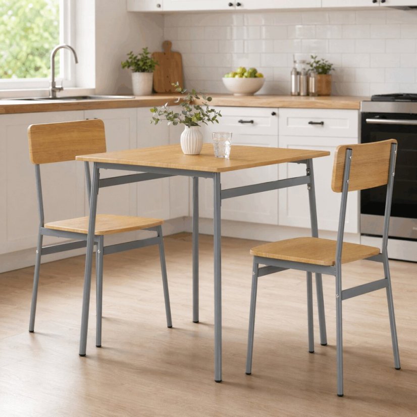 Jídelní set s 2 židlemi, 70x70x76cm, mdf, dub, AUT-O2122 OAK - Barva: hnědá#eup349661euv2