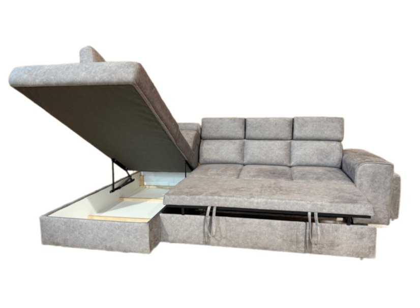 Rozkládací rohová sedačka MADERO II + taburet - Barva (vyberte): šedá#pyk-pyk-madera-whisper17-seda-eup348607-euv1, Umístnění rohu: levý roh