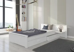 Postel ALDEX SHELF 180x80 bílá (139 x 72) cm – 2 zásuvky na lůžkoviny místo další komody