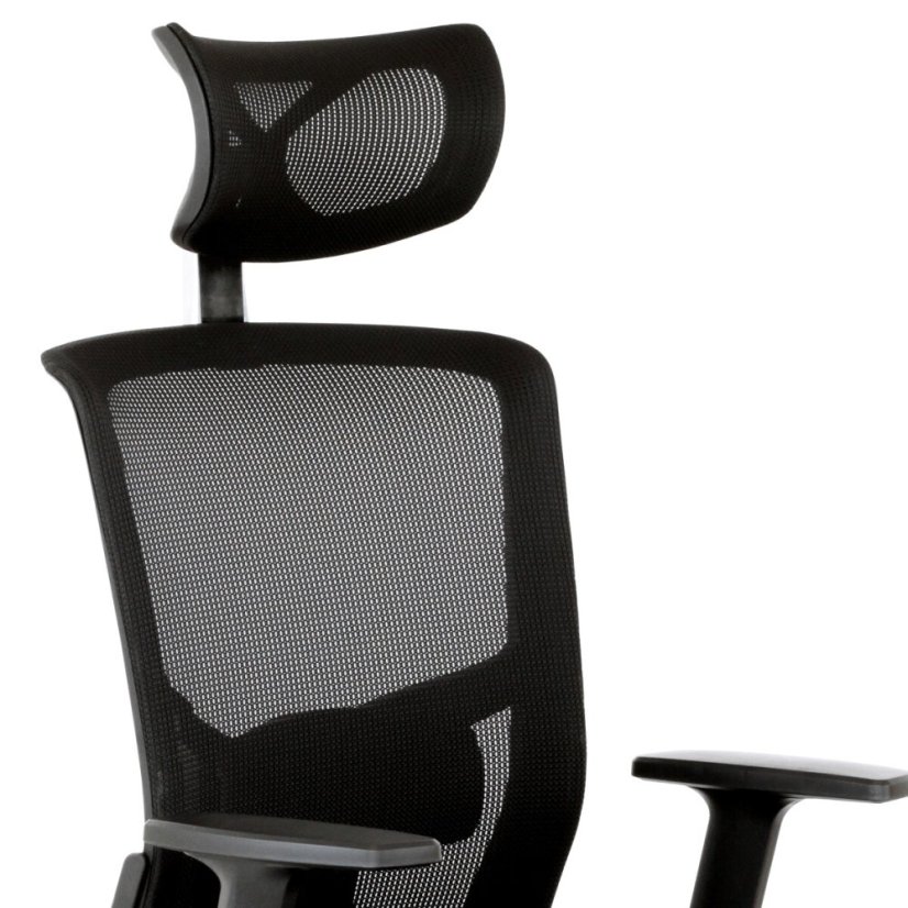 Kancelářská židle s podhlavníkem, látka mesh černá, houpací mechanismus