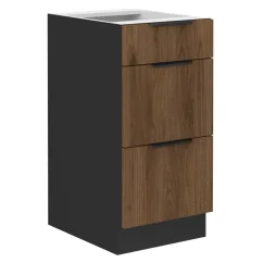 Spodní skříňka MENZO 40 D 3S BB, ořech okapi/černá (40 x 82) cm