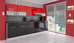 Kuchyňská linka DIAMOND 260/260 černo-červená lesk