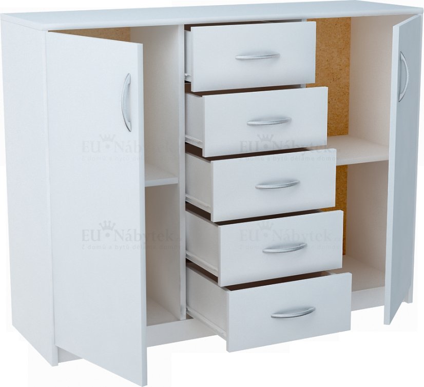 Komoda JULIUS K12D5S bílá