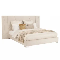 Postel s roštem a LED osvětlením, 160x200 ALTESA, béžová Velvet látka (233 x 215) cm