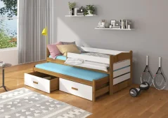 Postel dvojitá s bariérou TIARRO 180x80 dub (87 x 80) cm – 2 zásuvky na lůžkoviny místo další komody