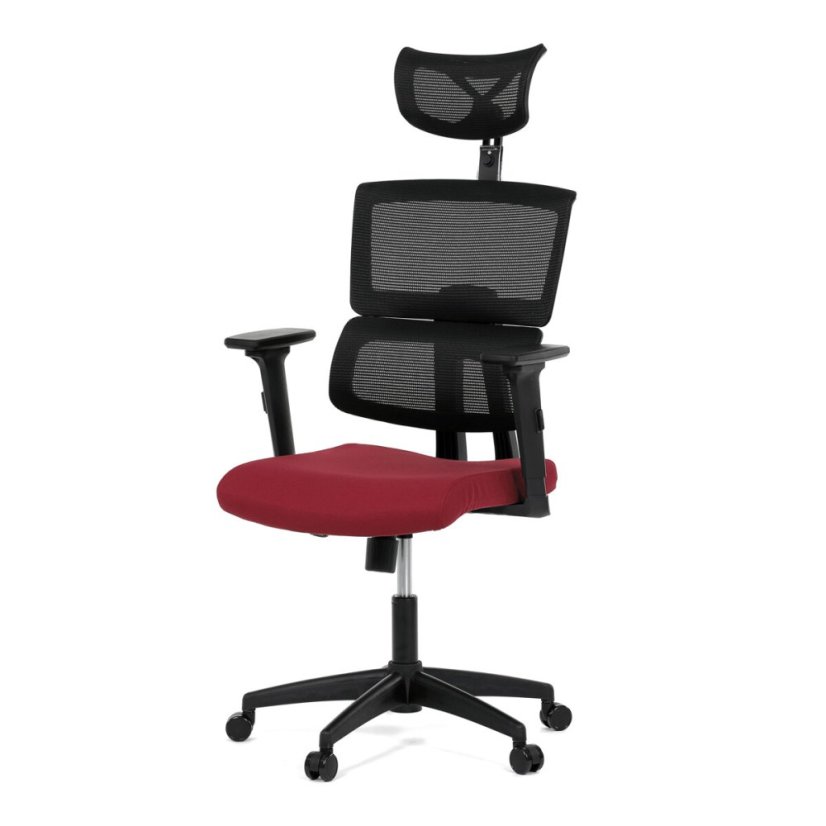 Kancelářská židle, houpací mechanismus, červená síťovina, KA-B1025 BOR
