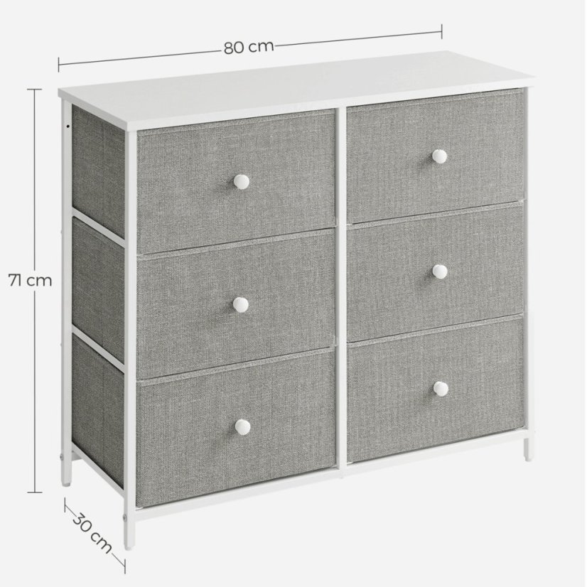 Komoda 80x30x71cm, kov, šedá, AUK-E1032 GREY - Barva: bílá#eup349562euv2