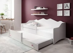 Dvojitá postel s matracemi EMKA II Pink, White 160x80 bílá (85 x 70) cm