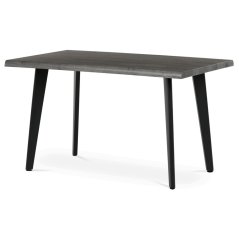 Stůl jídelní, 130x80x75 cm, MDF deska, dekor šedý dub, kov, černý lak