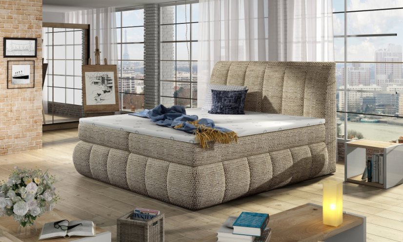 Kontinentální postel Boxspring RAVIOLI cappucino - Vyberte rozměry: 140 x 200 cm