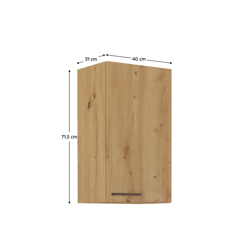 Horní skříňka, Monro 40 G-72 1F, černý mat / dub artisan (40 x 71,5) cm