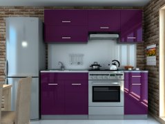 Kuchyňská linka DIAMOND 180x120 fialová lesk