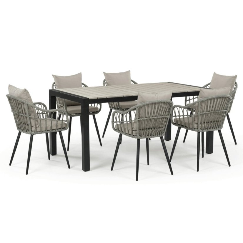 Zahradní stůl 160x90cm, hliník, polywood, černá, AZT-S1514 BK