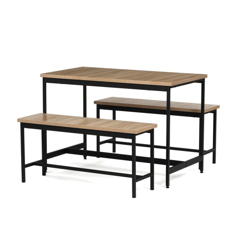 Jídelní set s 2 lavicemi, 110x60x75cm, mdf, dub, AUT-G1175 OAK