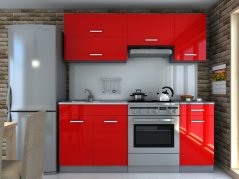 Kuchyňská linka DIAMOND 180x120 červený lesk