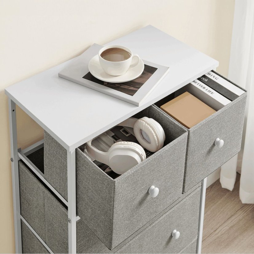 Komoda 56x30x93cm, kov, šedá, AUK-E1051 GREY - Barva: bílá#eup349564euv2