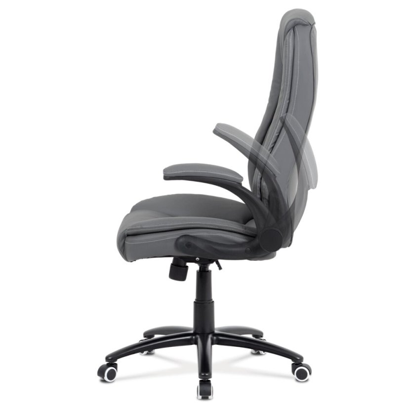 Kancelářská židle, šedá ekokůže, kříž kov černý, houpací mechanismus