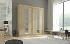 Posuvná skříň s zrcadlem BALTON 200 sonoma (200 x 215) cm – 8 polic pro přehledné uložení