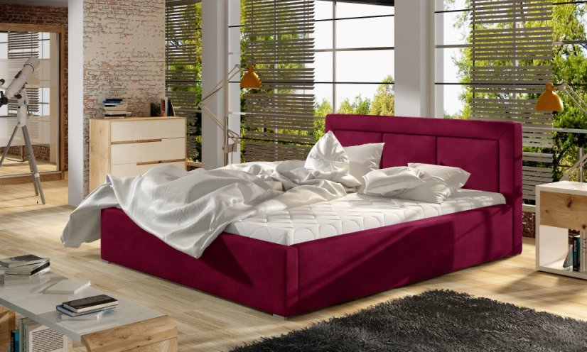 Čalouněná postel BELLA vínová - Vyberte rozměry: 200 x 200 cm