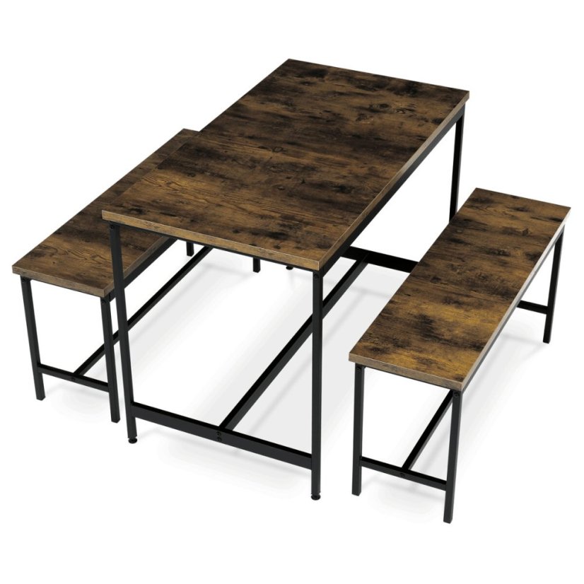 Jídelní set 1+2, rozměr stolu 110x60x75, rozměr lavice 98x30x47, MDF, barva staré dřevo