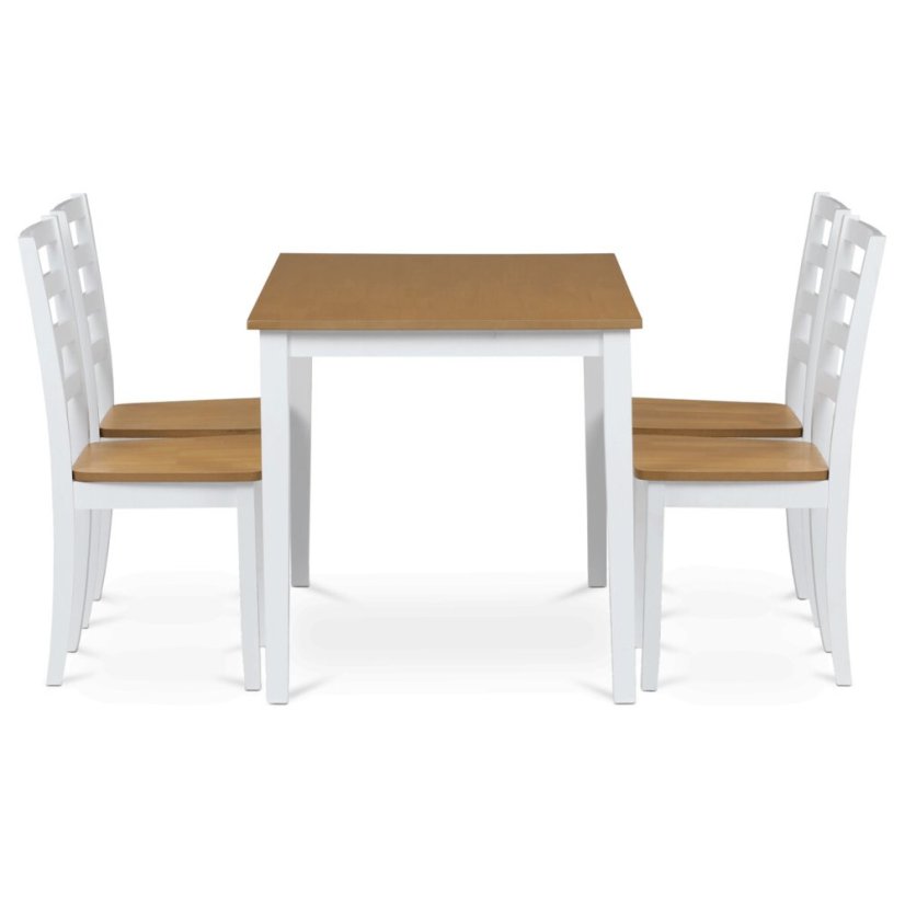 Jídelní set 1+4, rozměr stolu 120x75x75 cm, MDF, dýha, masivní nohy, moření dub