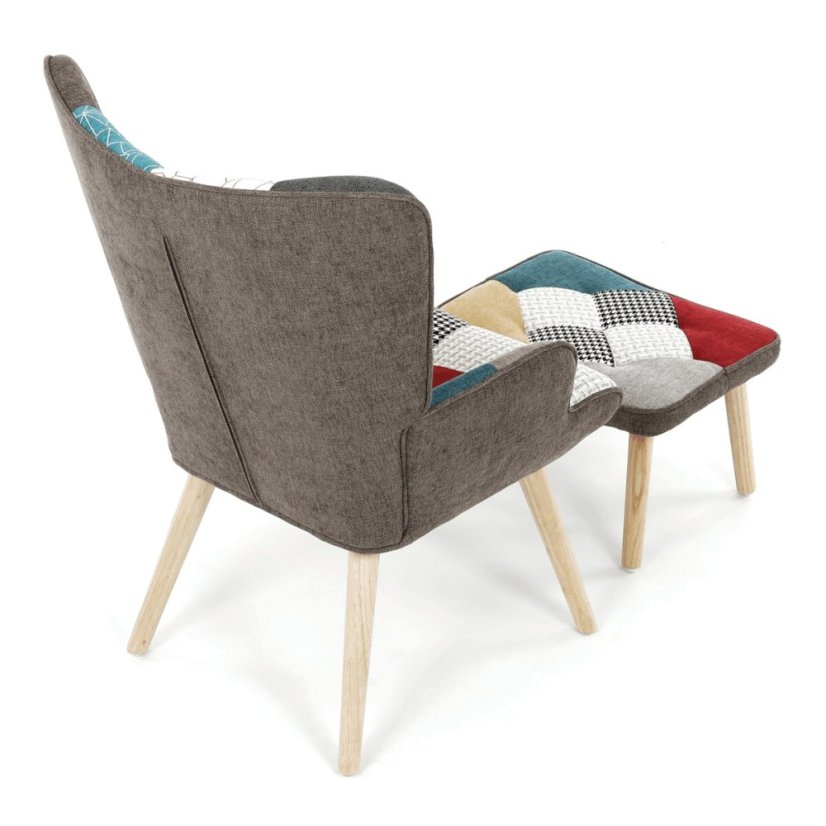 Křeslo ušák, vícebarevná, látka, AK-305B PW2 - Barva: patchwork#eup349589euv1
