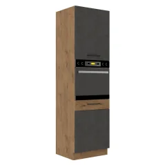 Vysoká skříňka VEGA 60 DP-210 2F, dub lancelot / šedá matná (60 x 210) cm