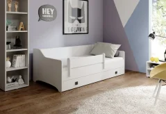 Postel s matrací NAOMI 160x80 – šedá (85 x 60) cm – 1 zásuvka na lůžkoviny místo další komody