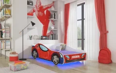 Postel s matracem a LED osvětlením SPIDER 140x70 červená (74 x 48) cm