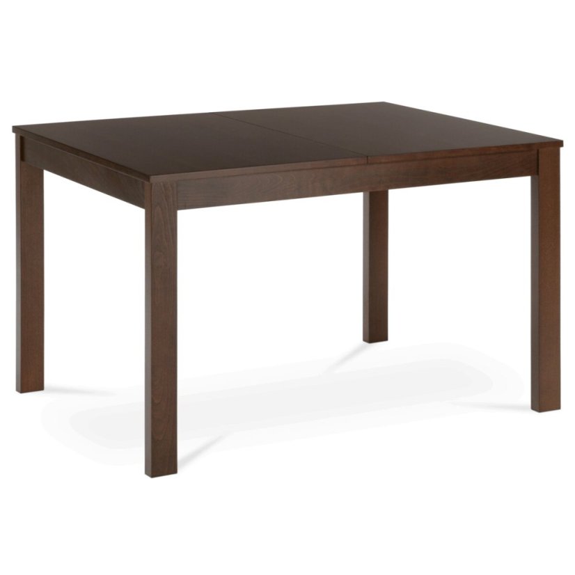 Jídelní stůl rozkládací 120+30x80x74 cm, deska MDF, dýha, nohy masiv, oŕech