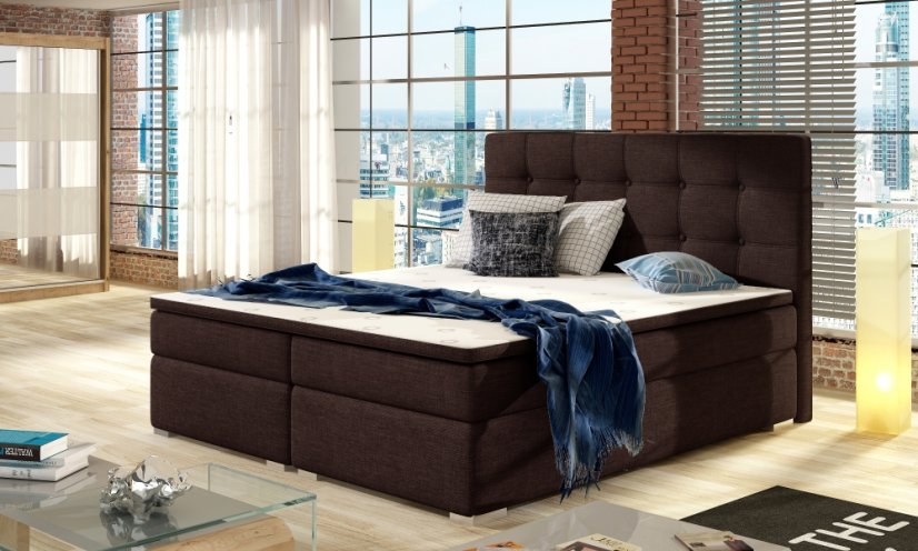 Kontinentální postel Boxspring INNA hnědá - Vyberte rozměry: 140 x 200 cm
