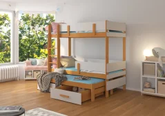 Třípatrová postel pro tři osoby ETAPO 200x90 olše (103 x 171) cm – 2 zásuvky na lůžkoviny místo další komody