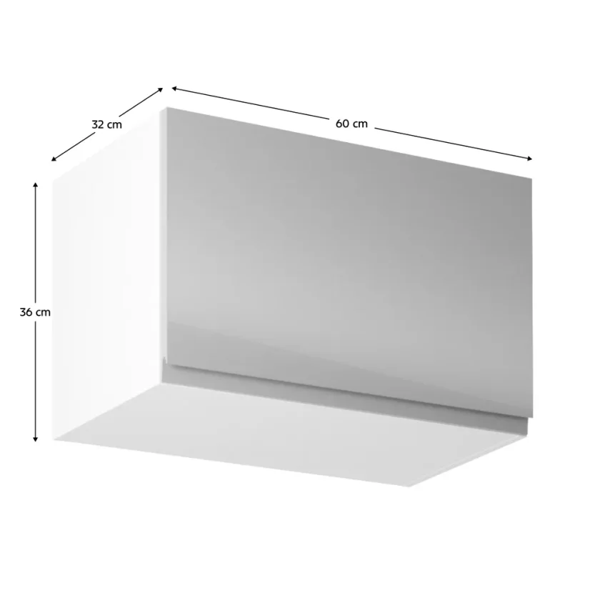 Horní skříňka, bílá / šedý extra vysoký lesk, AURORA G60KN