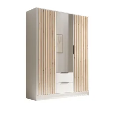 Skříň Neri 150 se zrcadly bílá (150,5 x 200) cm – 5 polic pro přehledné uložení