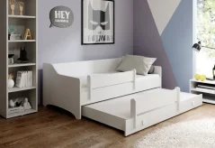 Dvojitá postel s matracemi NAOMI II 160x80 (kód E1799) bílá (85 x 60) cm – nábytková deska s odolným povrchem