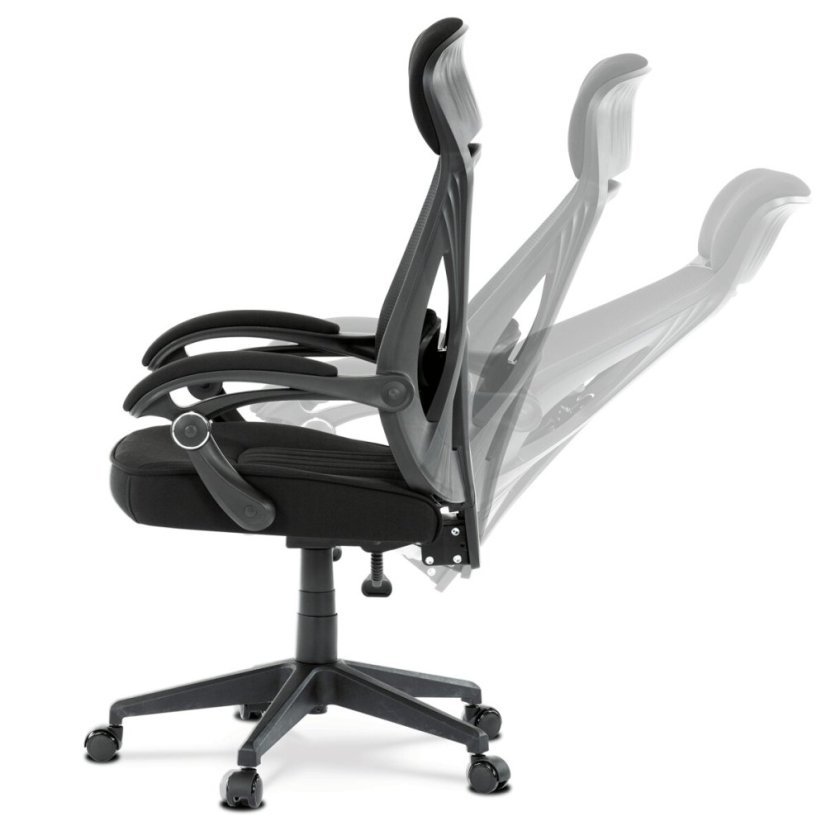 Kancelářská židle, potah černá látka a černá síťovina MESH, PC mech. s aretací