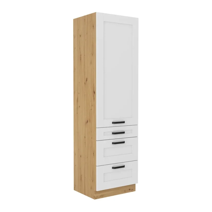 Vysoká skříňka LULA 60 DKS-210 3S 1F, bílá/dub artisan (60 x 210) cm
