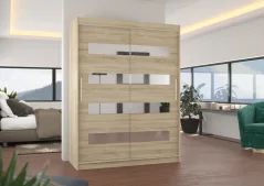 Skříň posuvná se zrcadlem BALTIC 150 sonoma (150 x 200) cm – 6 polic pro přehledné uložení
